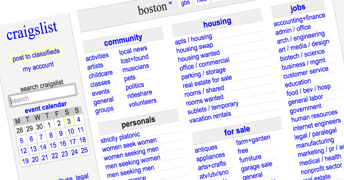 How do you find jobs in New Hampshire posted on Craigslist?