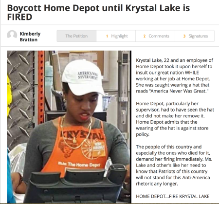 Weeks after “America Was Never Great” hat incident, Home Depot ...