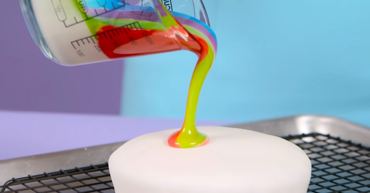Image result for pouring frosting on cake