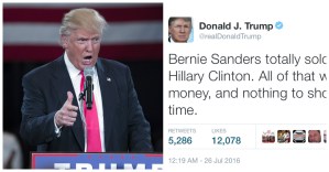 Trump just slammed Hillary, Bernie and Elizabeth Warren in three rapid-fire tweets